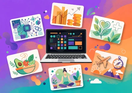 Multi-topic online magazine blog illustration