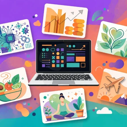 Multi-topic online magazine blog illustration