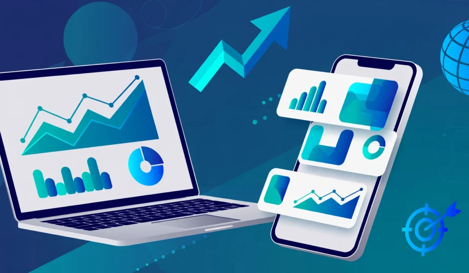 Digital business news magazine concept illustration