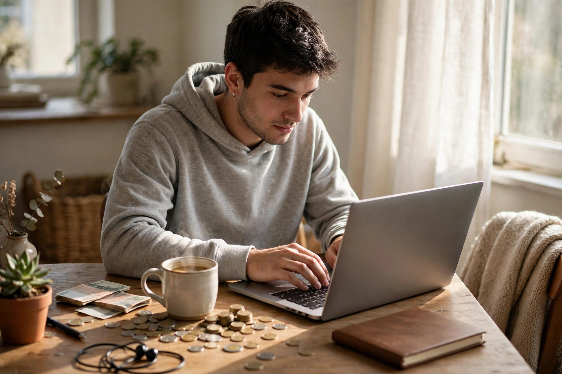 freelancer earning money online working on a laptop at home