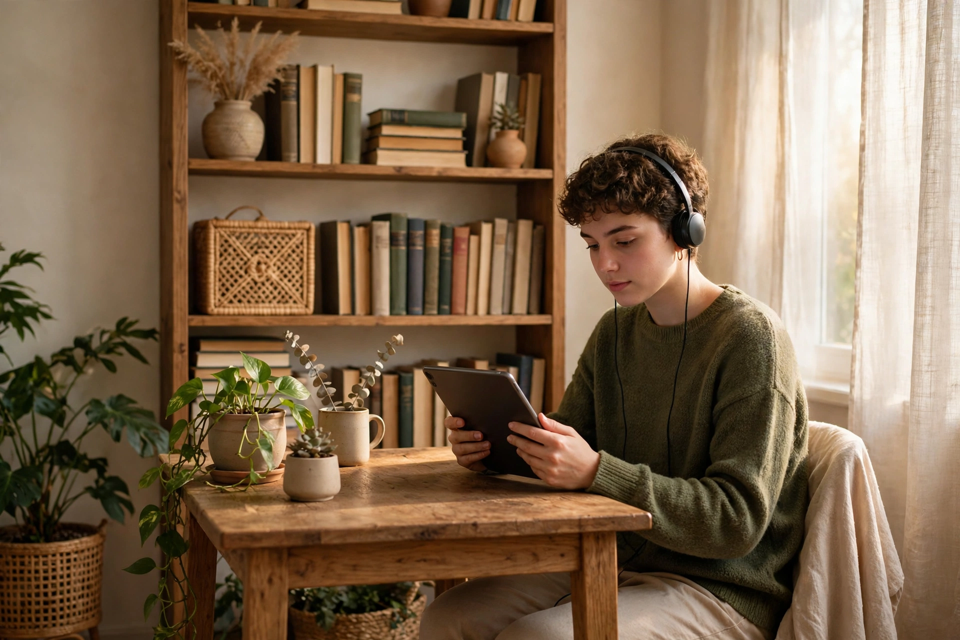 student using online learning platform