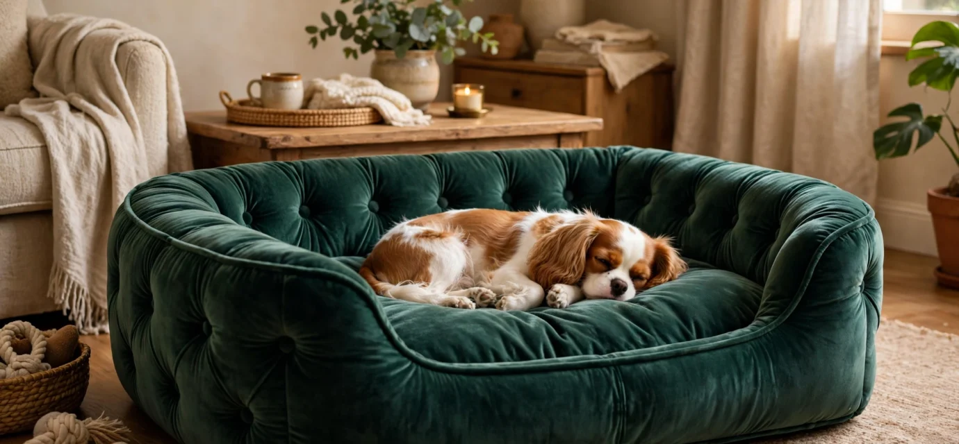 archie & oscar upholstered velvet pet bed