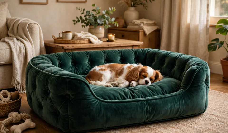archie & oscar upholstered velvet pet bed