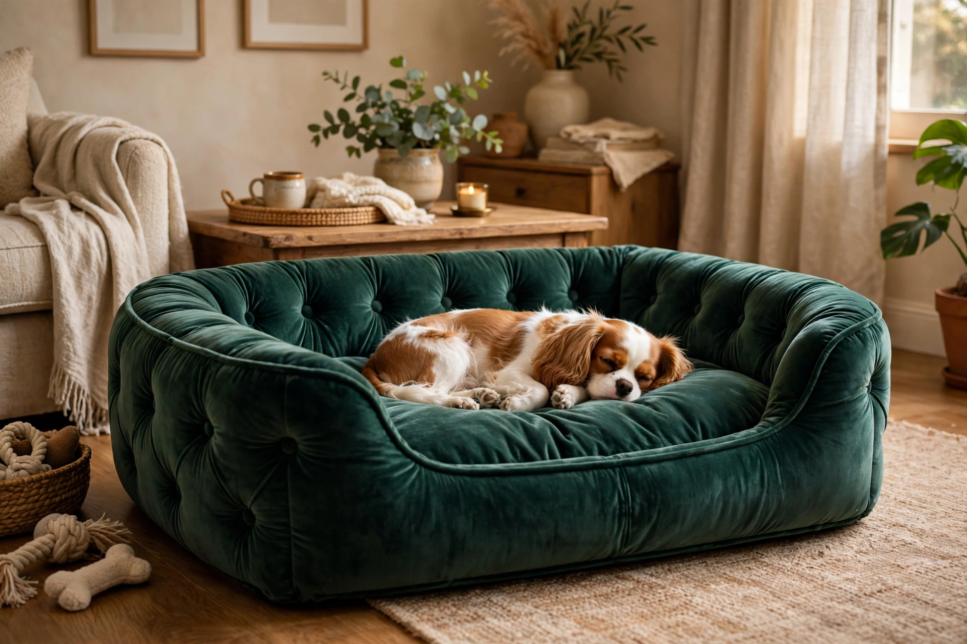 archie & oscar upholstered velvet pet bed