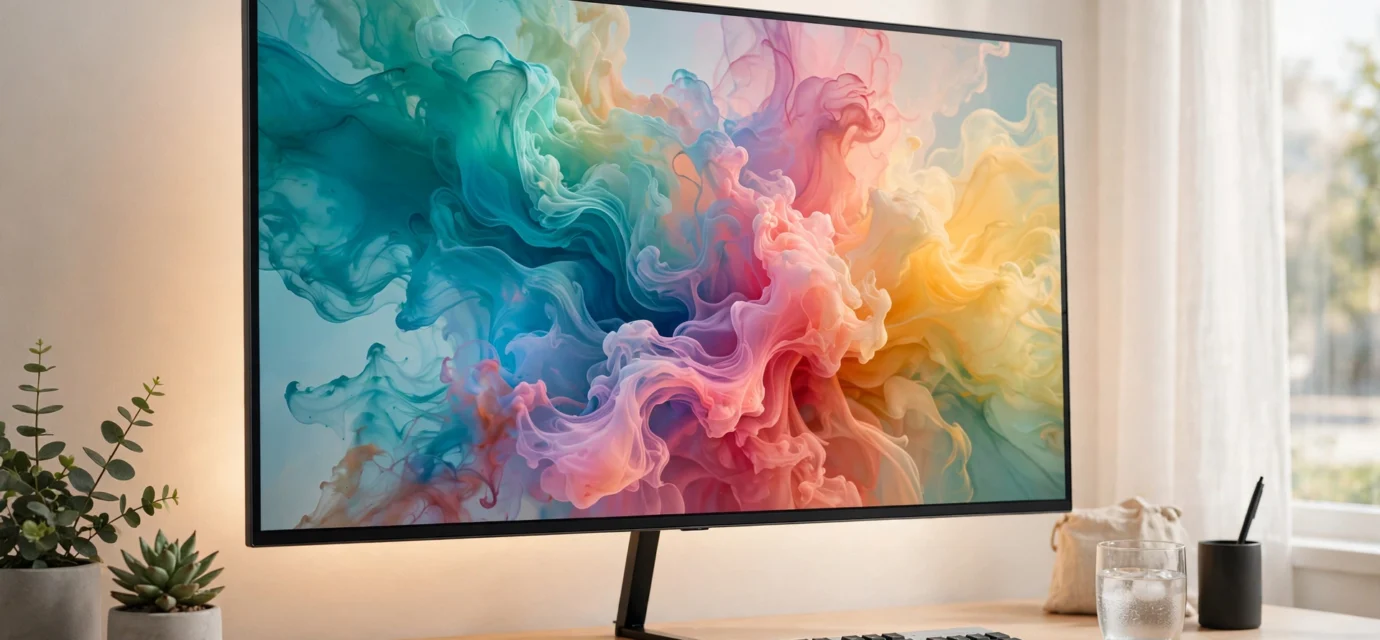 4K monitor on a clean modern desk setup