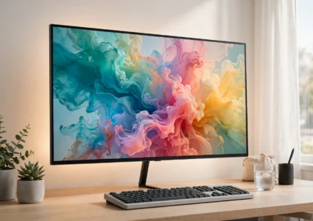 4K monitor on a clean modern desk setup