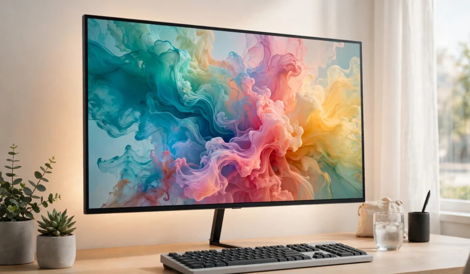4K monitor on a clean modern desk setup