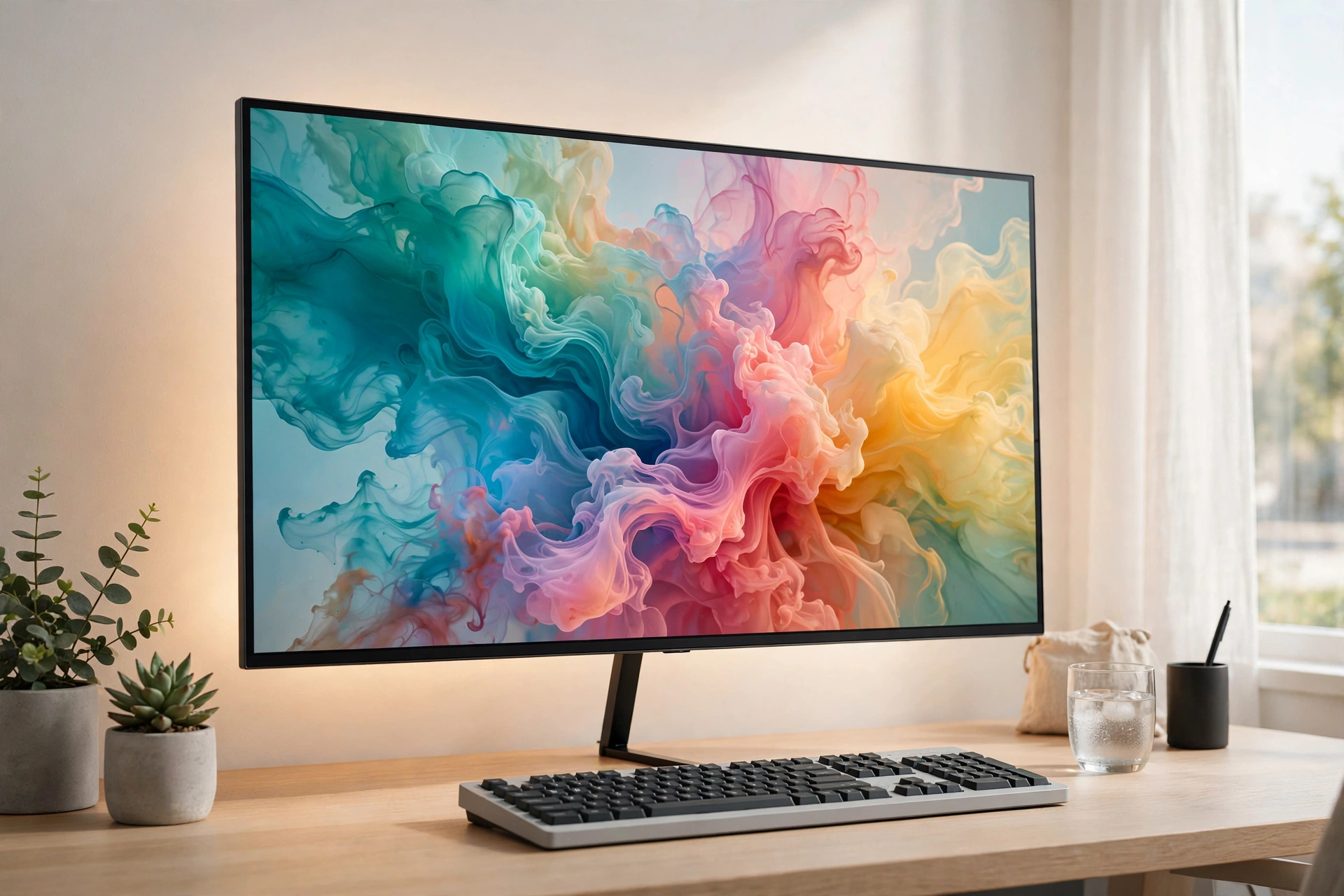 4K monitor on a clean modern desk setup