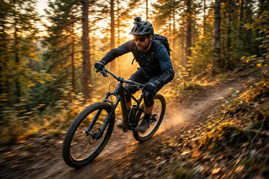 Action camera recording an outdoor activity
