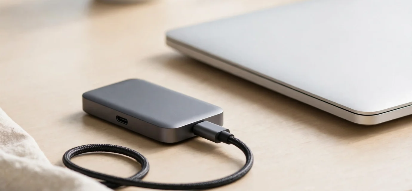 External solid-state drives on a desk