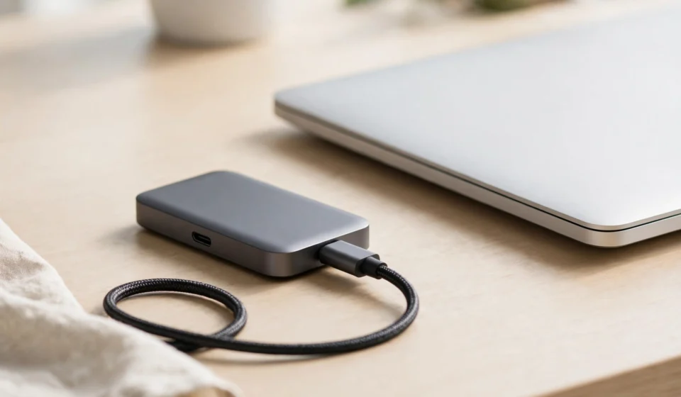 External solid-state drives on a desk