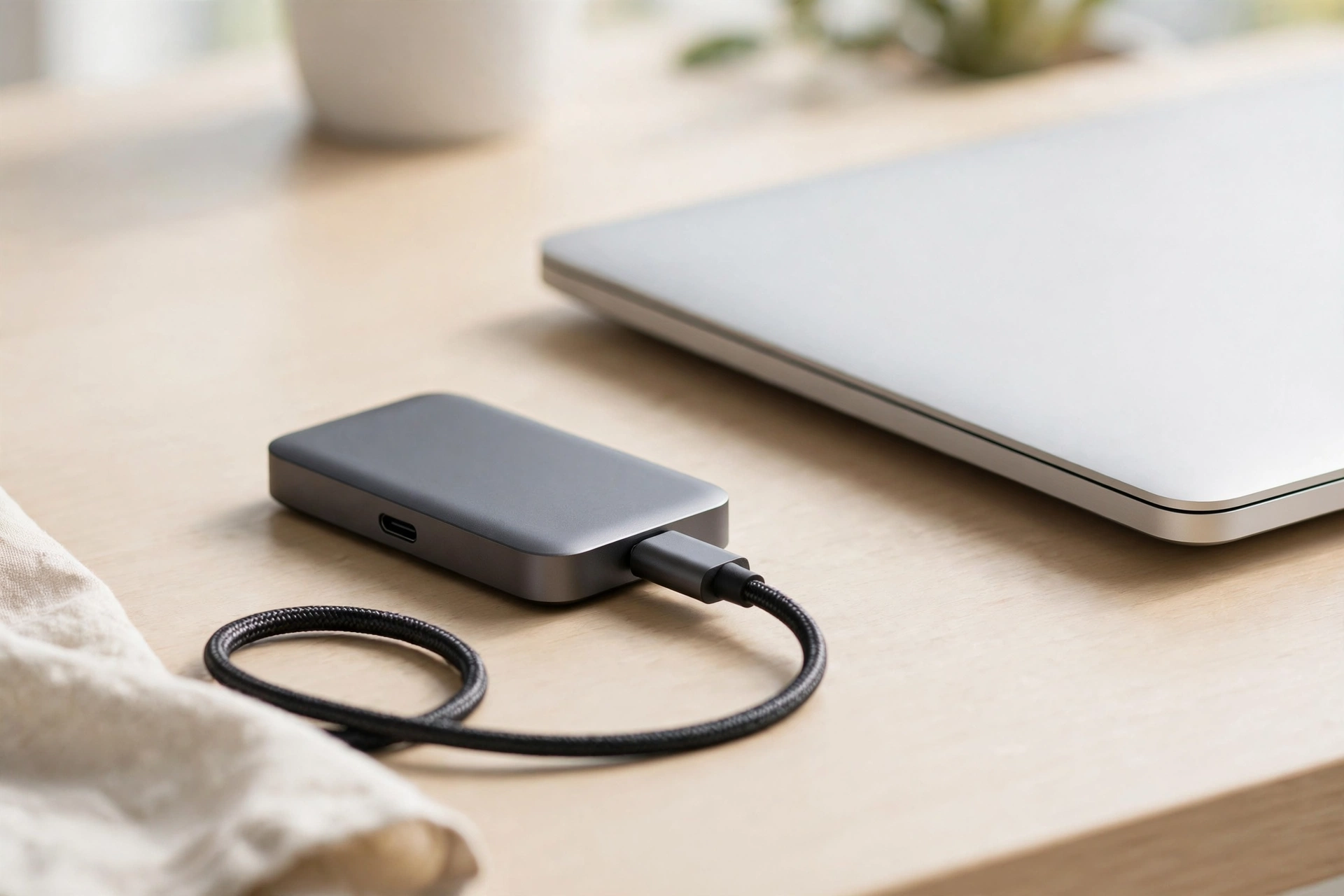External solid-state drives on a desk