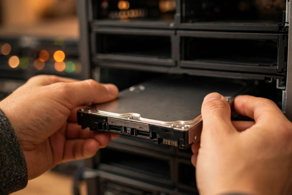 Home NAS enclosure with drive bays