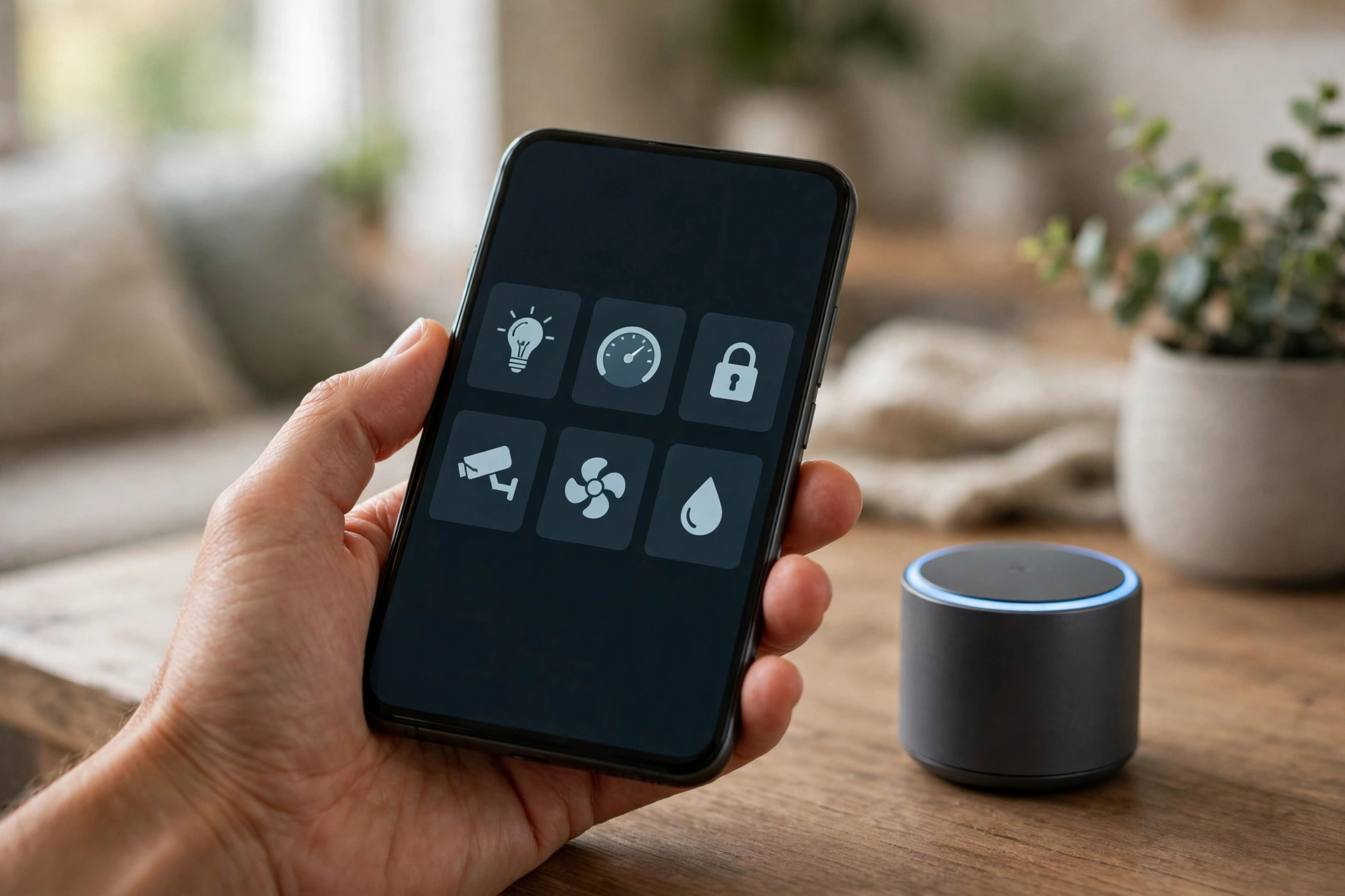 Smartphone app controlling connected smart home devices