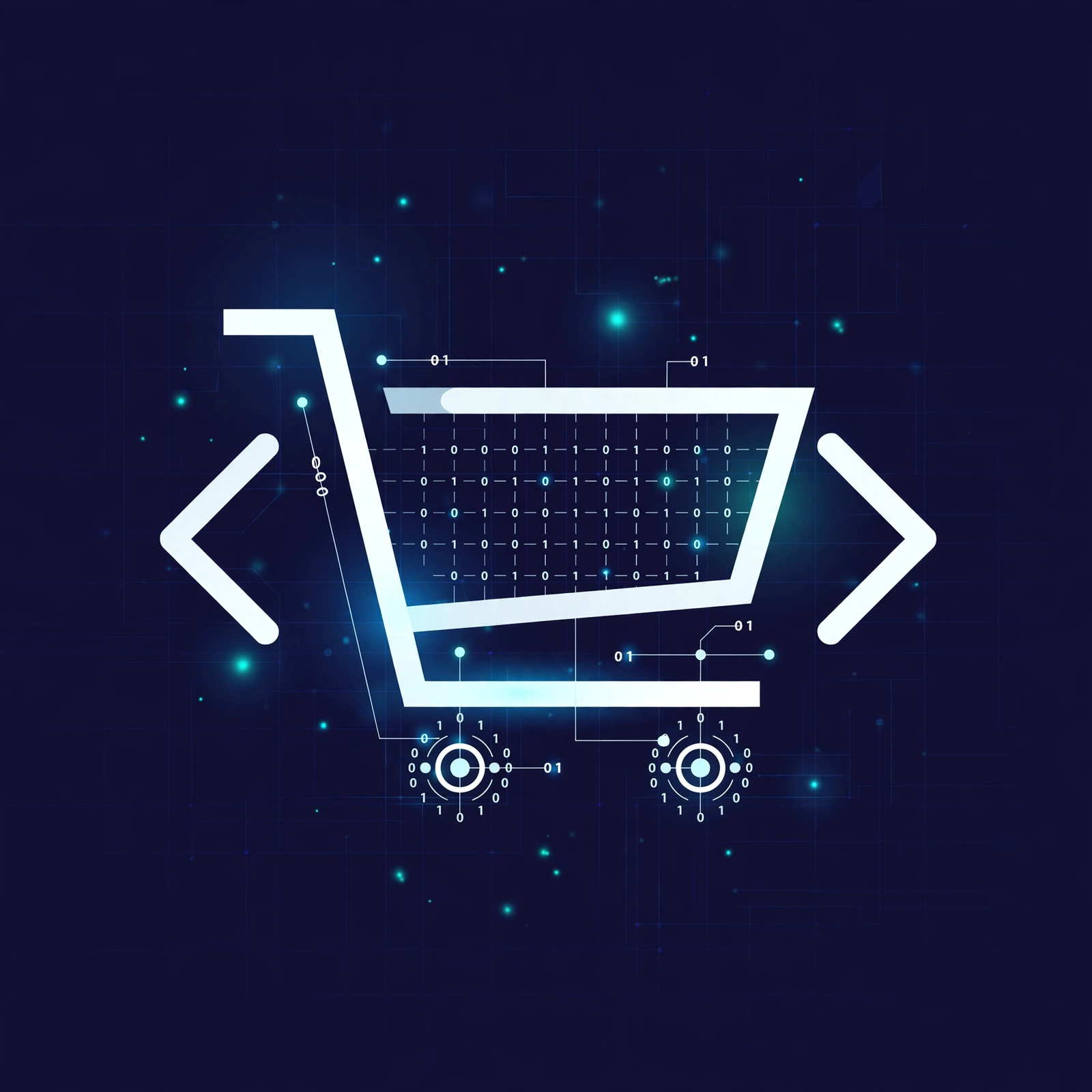 shopping cart and code concept illustration