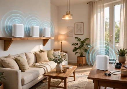 Best mesh Wi-Fi systems 2026 in a modern living room