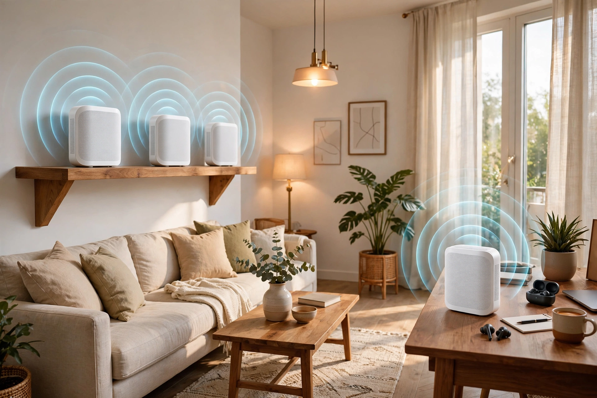 Best mesh Wi-Fi systems 2026 in a modern living room