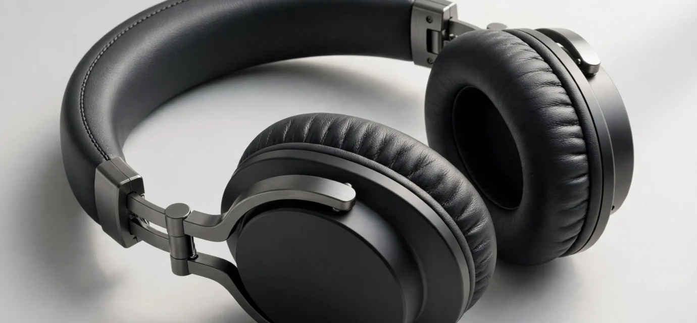 Premium over-ear noise-cancelling headphones on a clean studio backdrop