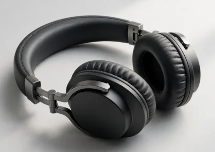 Premium over-ear noise-cancelling headphones on a clean studio backdrop