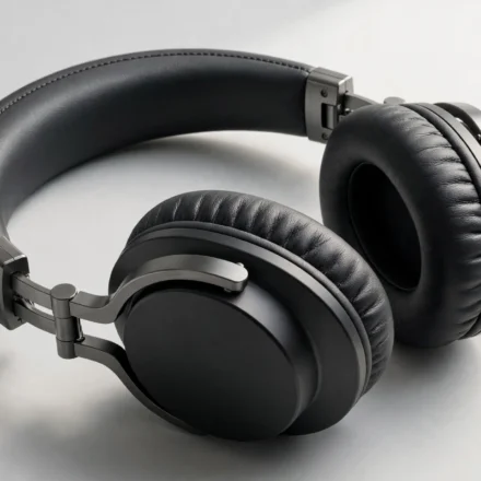 Premium over-ear noise-cancelling headphones on a clean studio backdrop