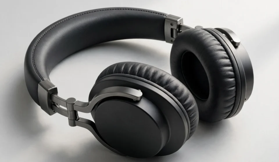 Premium over-ear noise-cancelling headphones on a clean studio backdrop